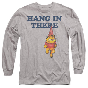 AN OFFCIALLY LICENSED GARFIELD HANG IN THERE MEN'S LONG SLEEVE T-SHIRT ATHLETIC HEATHER