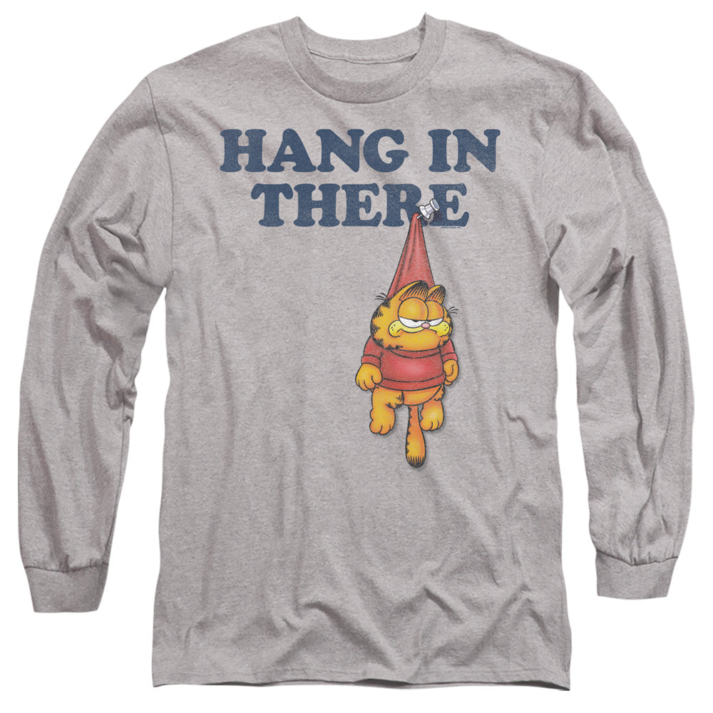 AN OFFCIALLY LICENSED GARFIELD HANG IN THERE MEN'S LONG SLEEVE T-SHIRT ATHLETIC HEATHER