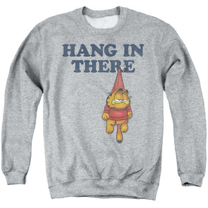 AN OFFCIALLY LICENSED GARFIELD HANG IN THERE ADULT UNISEX CREWNECK SWEATSHIRT ATHLETIC HEATHER