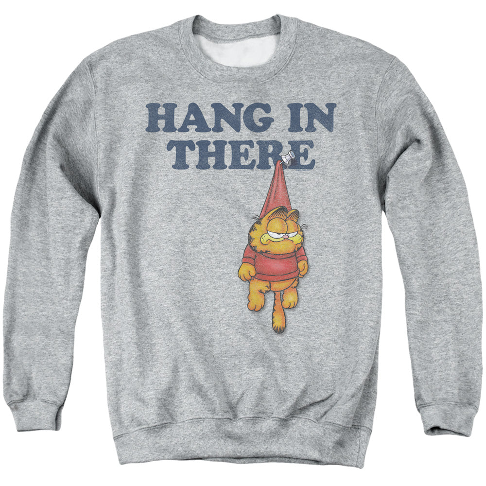AN OFFCIALLY LICENSED GARFIELD HANG IN THERE ADULT UNISEX CREWNECK SWEATSHIRT ATHLETIC HEATHER
