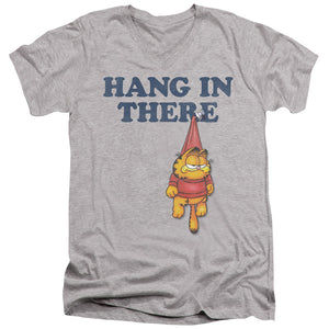 AN OFFCIALLY LICENSED GARFIELD HANG IN THERE MEN'S V-NECK T-SHIRT ATHLETIC HEATHER