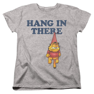 AN OFFCIALLY LICENSED GARFIELD HANG IN THERE WOMEN'S REGULAR FIT T-SHIRT ATHLETIC HEATHER