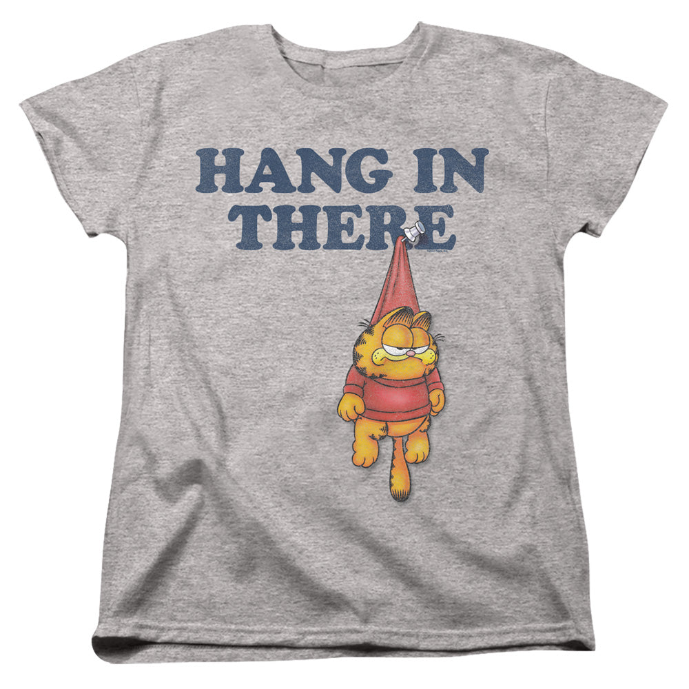 AN OFFCIALLY LICENSED GARFIELD HANG IN THERE WOMEN'S REGULAR FIT T-SHIRT ATHLETIC HEATHER