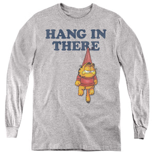 AN OFFCIALLY LICENSED GARFIELD HANG IN THERE YOUTH LONG SLEEVE T-SHIRT ATHLETIC HEATHER