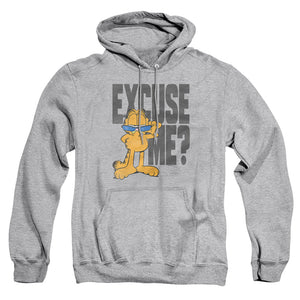AN OFFCIALLY LICENSED GARFIELD EXCUSE ME? ADULT UNISEX PULLOVER HOODIE ATHLETIC HEATHER