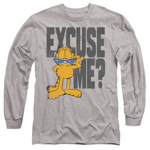 AN OFFCIALLY LICENSED GARFIELD EXCUSE ME? MEN'S LONG SLEEVE T-SHIRT ATHLETIC HEATHER