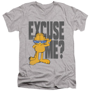AN OFFCIALLY LICENSED GARFIELD EXCUSE ME? MEN'S V-NECK T-SHIRT ATHLETIC HEATHER