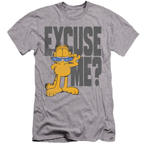 AN OFFCIALLY LICENSED GARFIELD EXCUSE ME? MEN'S PREMIUM SLIM FIT T-SHIRT ATHLETIC HEATHER