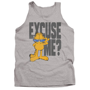 AN OFFCIALLY LICENSED GARFIELD EXCUSE ME? ADULT UNISEX TANK TOP ATHLETIC HEATHER