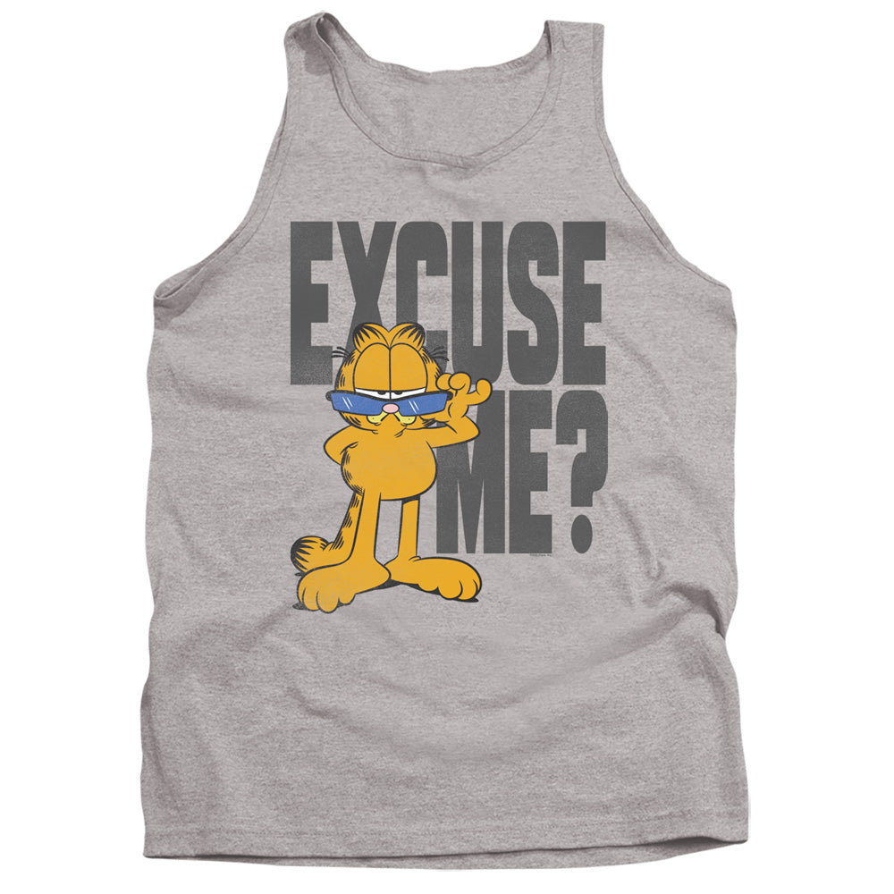 AN OFFCIALLY LICENSED GARFIELD EXCUSE ME? ADULT UNISEX TANK TOP ATHLETIC HEATHER