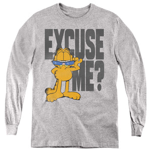 AN OFFCIALLY LICENSED GARFIELD EXCUSE ME? YOUTH LONG SLEEVE T-SHIRT ATHLETIC HEATHER
