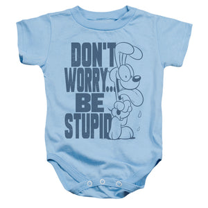 AN OFFCIALLY LICENSED GARFIELD DON'T WORRY BABY BODYSUIT LIGHT BLUE