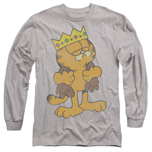 AN OFFCIALLY LICENSED GARFIELD KING GARFIELD MEN'S LONG SLEEVE T-SHIRT ATHLETIC HEATHER