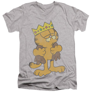 AN OFFCIALLY LICENSED GARFIELD KING GARFIELD MEN'S V-NECK T-SHIRT ATHLETIC HEATHER