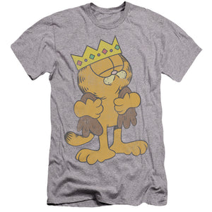 AN OFFCIALLY LICENSED GARFIELD KING GARFIELD MEN'S PREMIUM SLIM FIT T-SHIRT ATHLETIC HEATHER