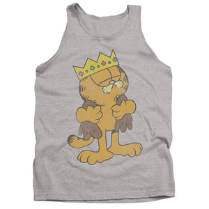 AN OFFCIALLY LICENSED GARFIELD KING GARFIELD ADULT UNISEX TANK TOP ATHLETIC HEATHER