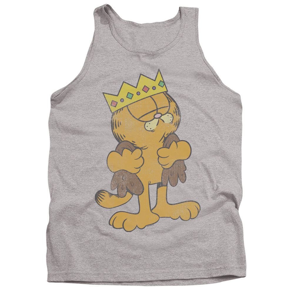 AN OFFCIALLY LICENSED GARFIELD KING GARFIELD ADULT UNISEX TANK TOP ATHLETIC HEATHER