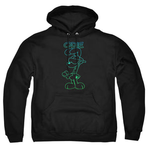 AN OFFCIALLY LICENSED GARFIELD HOTSHOT ODIE ADULT UNISEX PULLOVER HOODIE BLACK