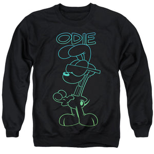 AN OFFCIALLY LICENSED GARFIELD HOTSHOT ODIE ADULT UNISEX CREWNECK SWEATSHIRT BLACK