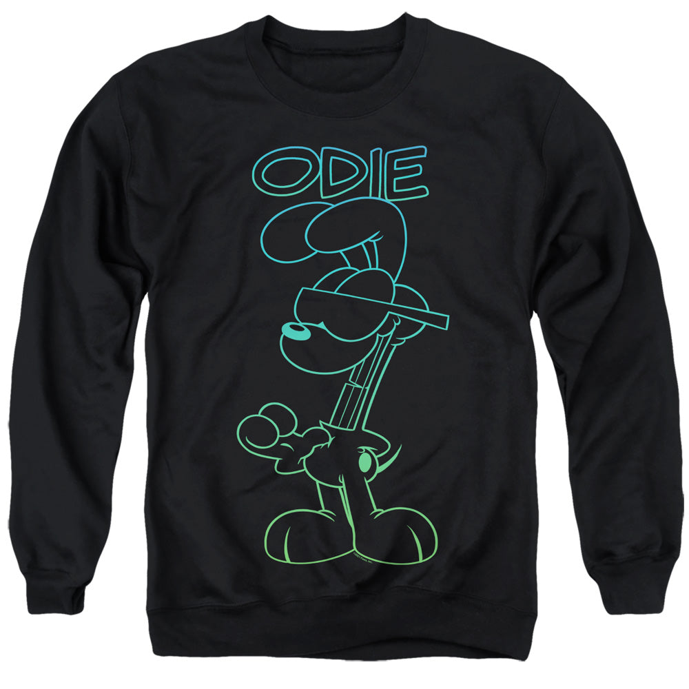 AN OFFCIALLY LICENSED GARFIELD HOTSHOT ODIE ADULT UNISEX CREWNECK SWEATSHIRT BLACK