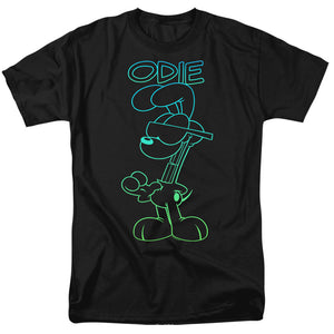 AN OFFCIALLY LICENSED GARFIELD HOTSHOT ODIE MEN'S REGULAR FIT T-SHIRT BLACK