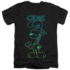 AN OFFCIALLY LICENSED GARFIELD HOTSHOT ODIE MEN'S V-NECK T-SHIRT BLACK