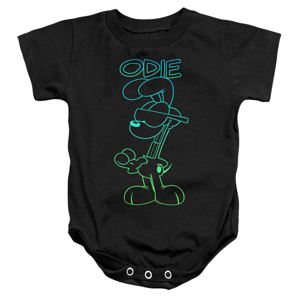 AN OFFCIALLY LICENSED GARFIELD HOTSHOT ODIE BABY BODYSUIT BLACK
