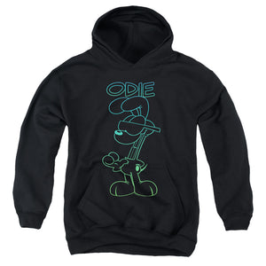 AN OFFCIALLY LICENSED GARFIELD HOTSHOT ODIE YOUTH HOODIE BLACK