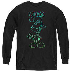 AN OFFCIALLY LICENSED GARFIELD HOTSHOT ODIE YOUTH LONG SLEEVE T-SHIRT BLACK