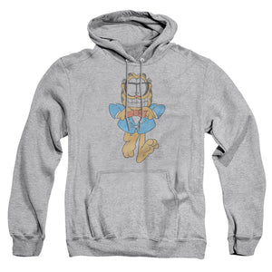 AN OFFCIALLY LICENSED GARFIELD DAPPER CAT ADULT UNISEX PULLOVER HOODIE ATHLETIC HEATHER
