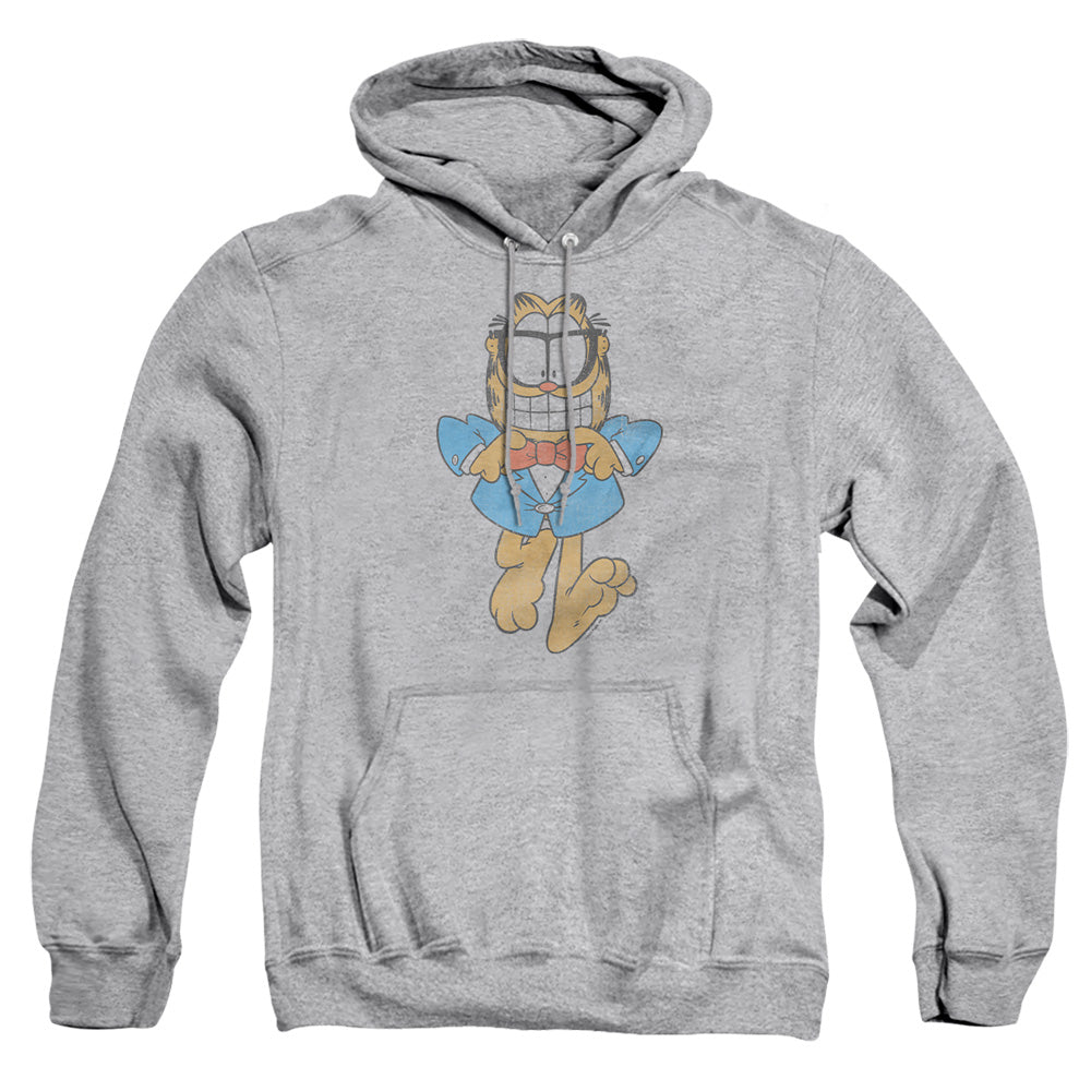 AN OFFCIALLY LICENSED GARFIELD DAPPER CAT ADULT UNISEX PULLOVER HOODIE ATHLETIC HEATHER