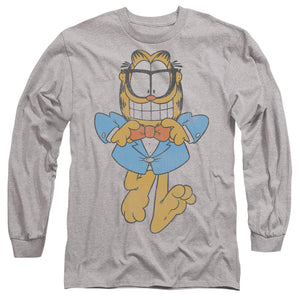 AN OFFCIALLY LICENSED GARFIELD DAPPER CAT MEN'S LONG SLEEVE T-SHIRT ATHLETIC HEATHER