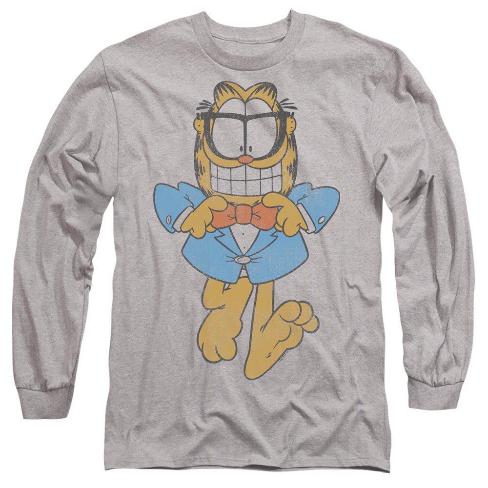 AN OFFCIALLY LICENSED GARFIELD DAPPER CAT MEN'S LONG SLEEVE T-SHIRT ATHLETIC HEATHER