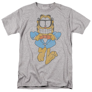 AN OFFCIALLY LICENSED GARFIELD DAPPER CAT MEN'S REGULAR FIT T-SHIRT ATHLETIC HEATHER