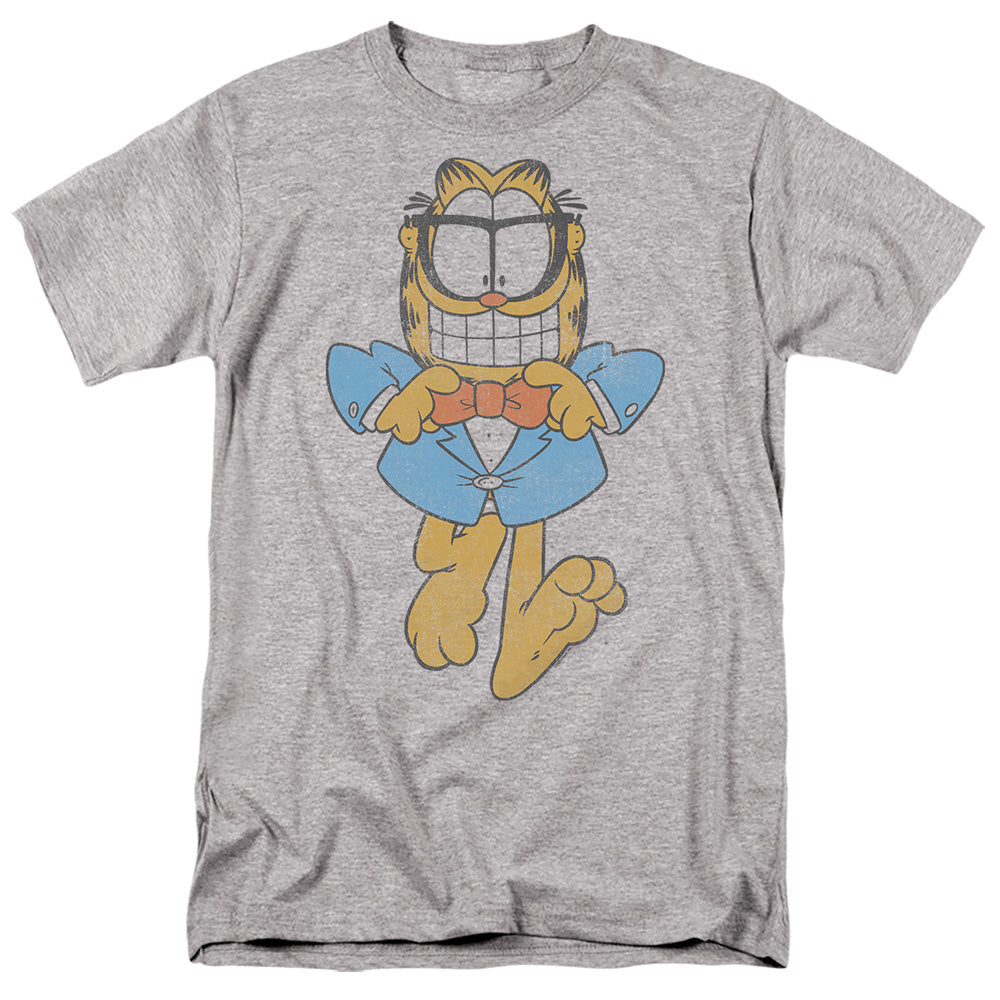 AN OFFCIALLY LICENSED GARFIELD DAPPER CAT MEN'S REGULAR FIT T-SHIRT ATHLETIC HEATHER