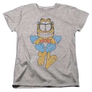 AN OFFCIALLY LICENSED GARFIELD DAPPER CAT WOMEN'S REGULAR FIT T-SHIRT ATHLETIC HEATHER
