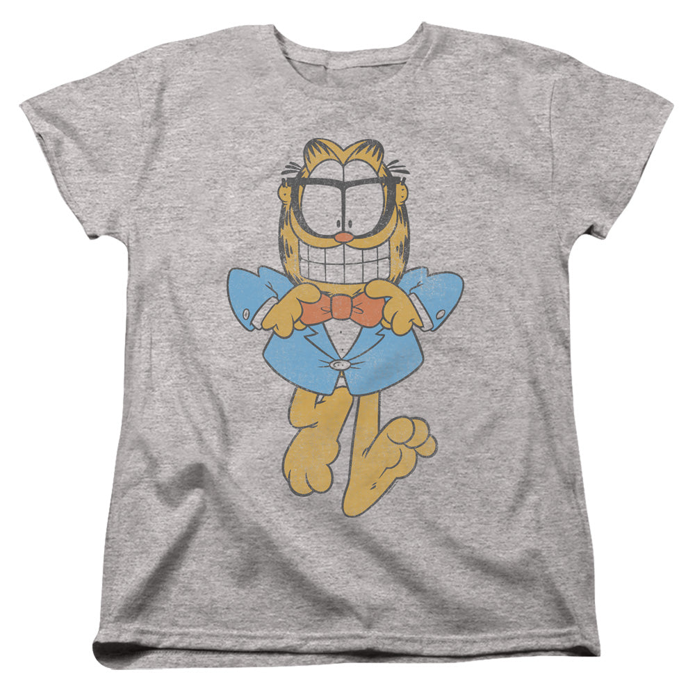 AN OFFCIALLY LICENSED GARFIELD DAPPER CAT WOMEN'S REGULAR FIT T-SHIRT ATHLETIC HEATHER