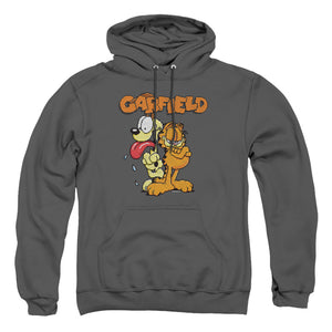 AN OFFCIALLY LICENSED GARFIELD GARFIELD THE GAME ADULT UNISEX PULLOVER HOODIE CHARCOAL