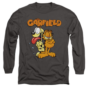 AN OFFCIALLY LICENSED GARFIELD GARFIELD THE GAME MEN'S LONG SLEEVE T-SHIRT CHARCOAL