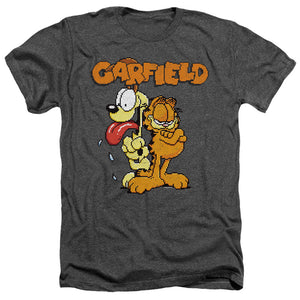 AN OFFCIALLY LICENSED GARFIELD GARFIELD THE GAME MEN'S HEATHER T-SHIRT CHARCOAL