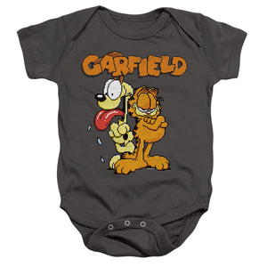 AN OFFCIALLY LICENSED GARFIELD GARFIELD THE GAME BABY BODYSUIT CHARCOAL