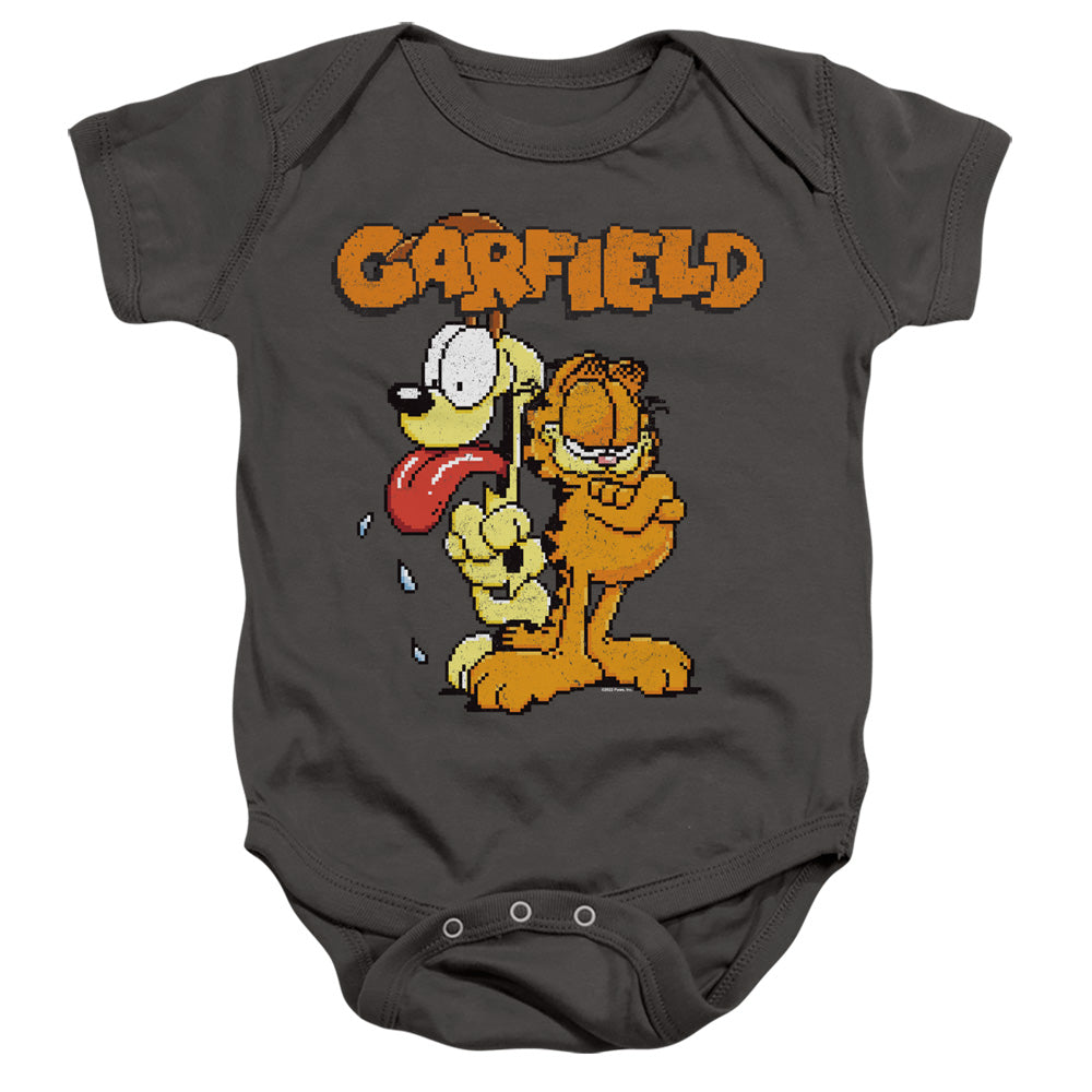 AN OFFCIALLY LICENSED GARFIELD GARFIELD THE GAME BABY BODYSUIT CHARCOAL