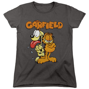 AN OFFCIALLY LICENSED GARFIELD GARFIELD THE GAME WOMEN'S REGULAR FIT T-SHIRT CHARCOAL