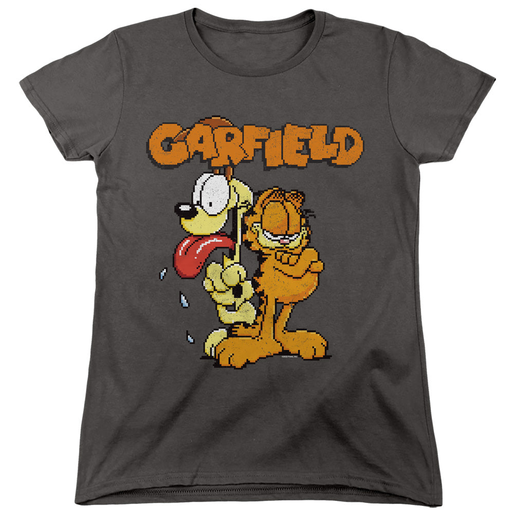 AN OFFCIALLY LICENSED GARFIELD GARFIELD THE GAME WOMEN'S REGULAR FIT T-SHIRT CHARCOAL