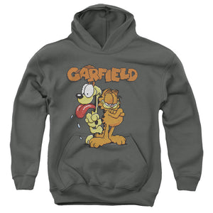 AN OFFCIALLY LICENSED GARFIELD GARFIELD THE GAME YOUTH HOODIE CHARCOAL