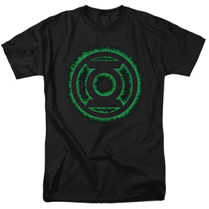 AN OFFCIALLY LICENSED GREEN LANTERN GREEN FLAME LOGO MEN'S REGULAR FIT T-SHIRT BLACK
