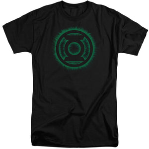 AN OFFCIALLY LICENSED GREEN LANTERN GREEN FLAME LOGO MEN'S TALL FIT T-SHIRT BLACK