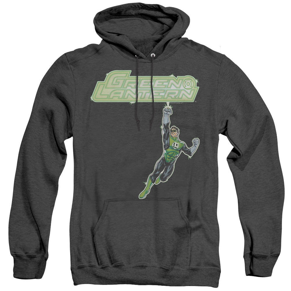 AN OFFCIALLY LICENSED GREEN LANTERN ENERGY CONSTRUCT LOGO ADULT UNISEX HEATHER PULLOVER HOODIE BLACK