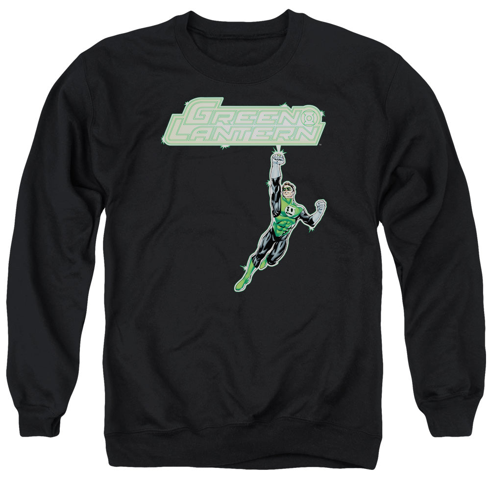 AN OFFCIALLY LICENSED GREEN LANTERN ENERGY CONSTRUCT LOGO ADULT UNISEX CREWNECK SWEATSHIRT BLACK