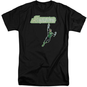AN OFFCIALLY LICENSED GREEN LANTERN ENERGY CONSTRUCT LOGO MEN'S TALL FIT T-SHIRT BLACK